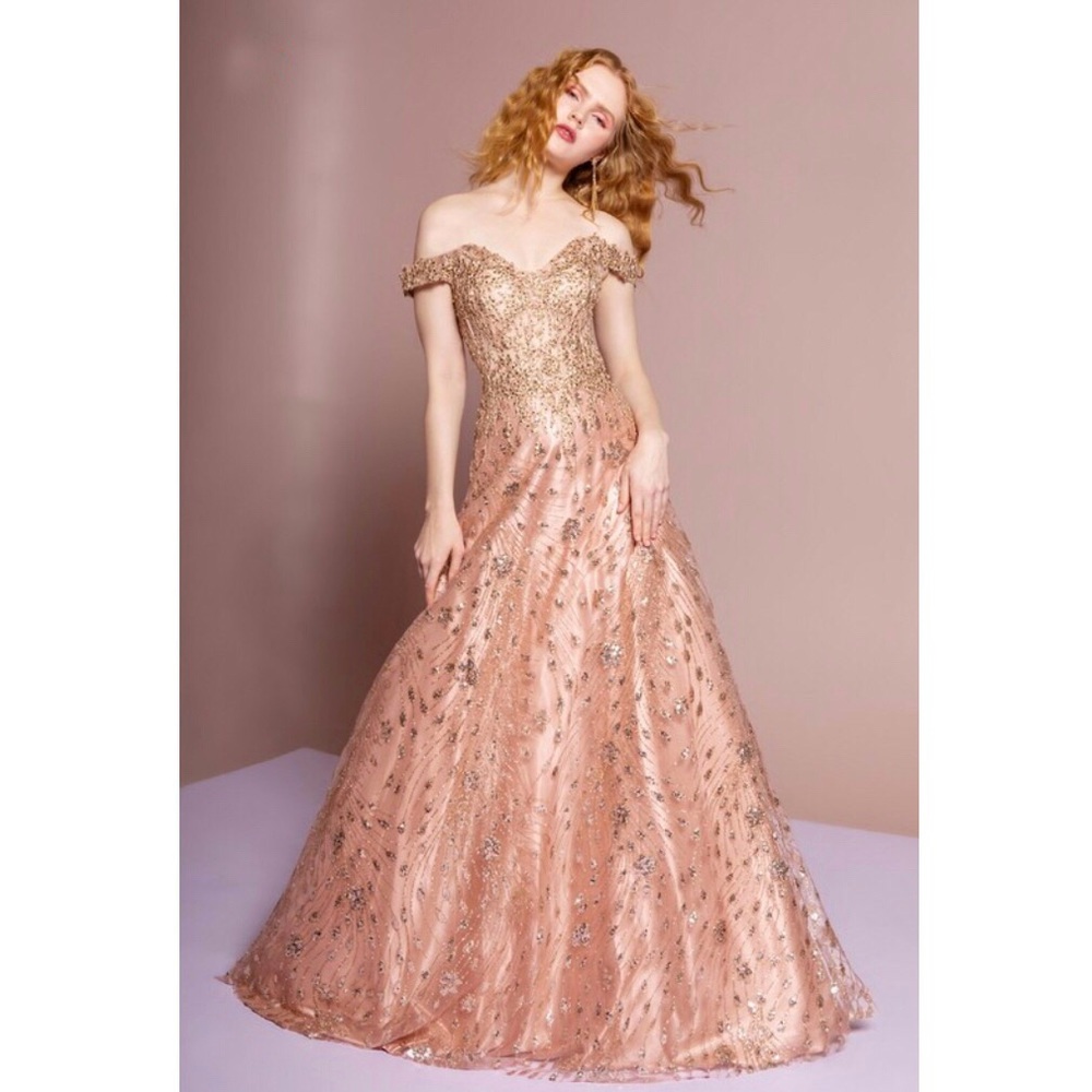 Mesh Glitter Beaded Sweetheart Long Dress